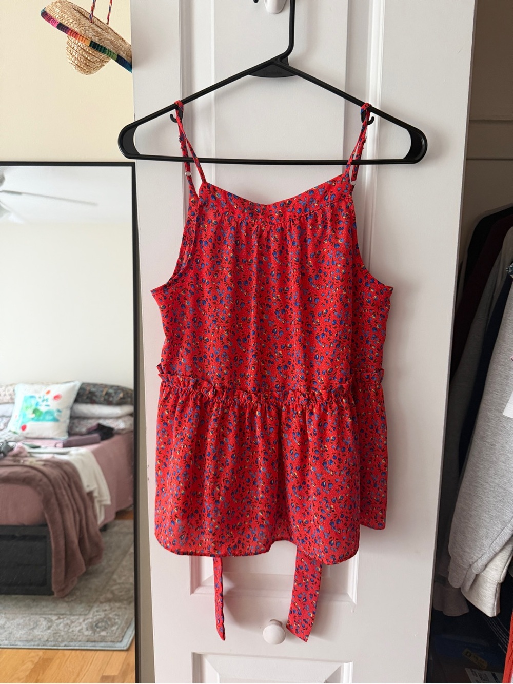 Sienna Sky Red Floral Peplum Tank Top